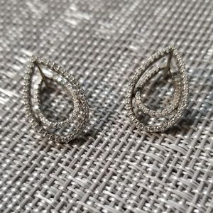 Sterling Silver CZ Teardrop Earrings